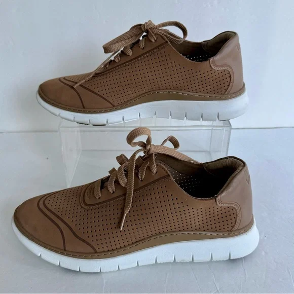 Vionic Womens Fresh Riley Lace Up Shoes Sneakers Brown Nubuck Leather 7.5 Vented - Picture 3 of 8